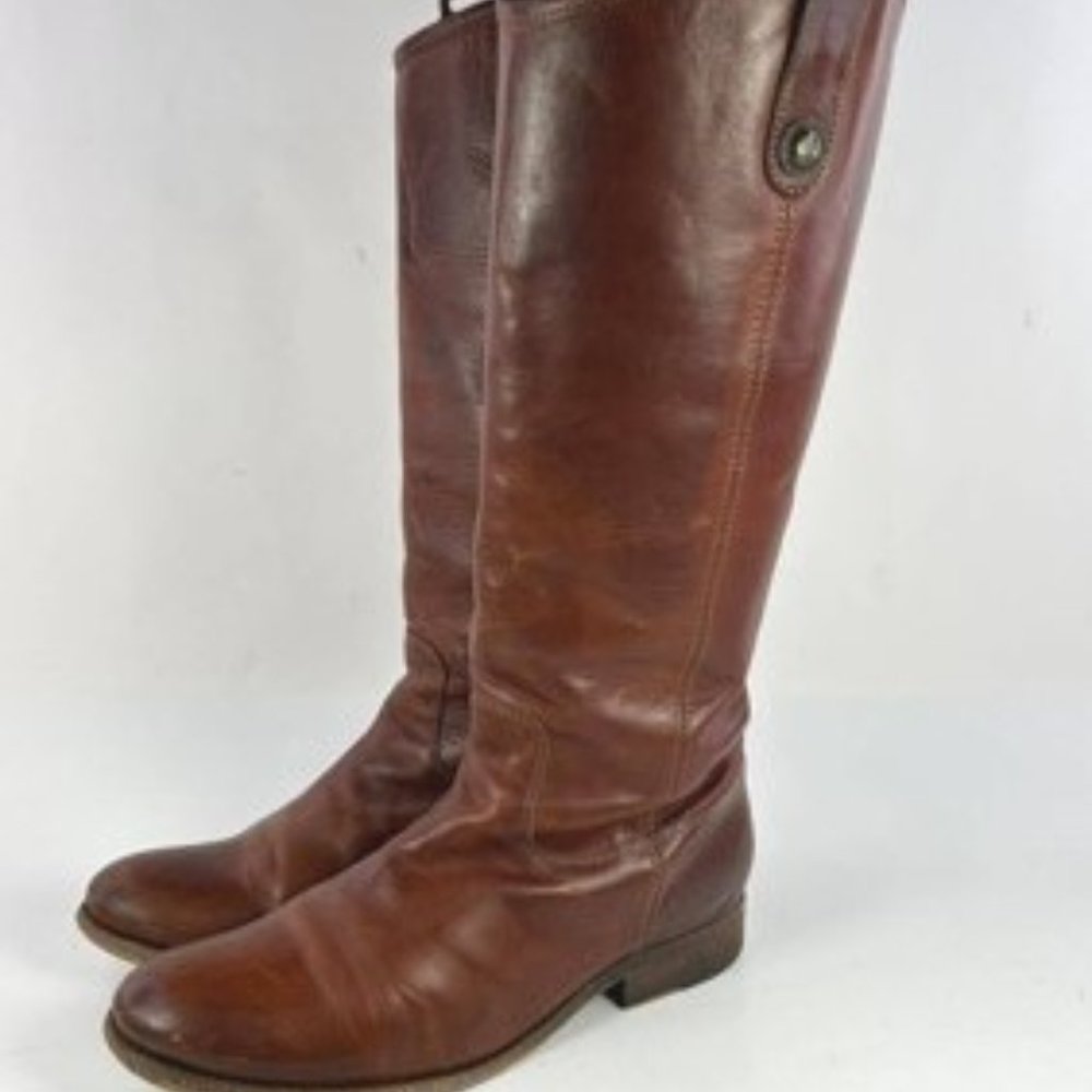 Frye Boots--Women's Brown Leather 77167 Motorcycle Riding Tall Boots (US Size 8)
